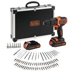 Black and Decker - Trapano avvitatore a percussione 18V con 2 batterie 15Ah caricabatterie rapido e 80 accessori in valigetta - BDCHD18BAFC