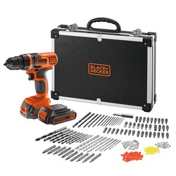 Black and Decker - 18V LiIon Bohrschrauber mit zwei Akkus 160 tlg Zubehr und robustem Koffer - EGBL18BAFC