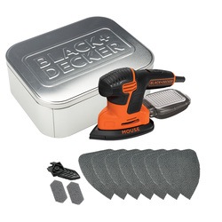Black and Decker - Levigatrice Mouse 120W in scatola metallica con 10 accessori - KA2000AT