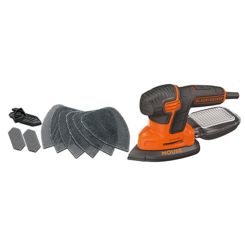 Black and Decker - 120W Dreieckschleifer Mouse mit 10tlg Zubehr in attraktiver Metalldose - KA2000AT